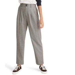 Madewell Houndstooth Pleated Taper Wide Leg Pants